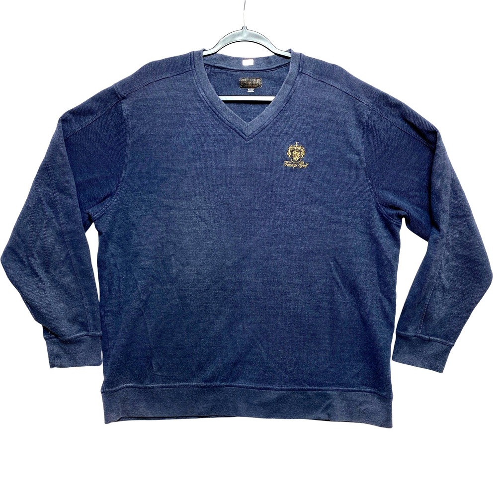 VINTAGE TRUMP Golf Sweatshirt Mens XL Navy Blue Long Sleeve Pullover